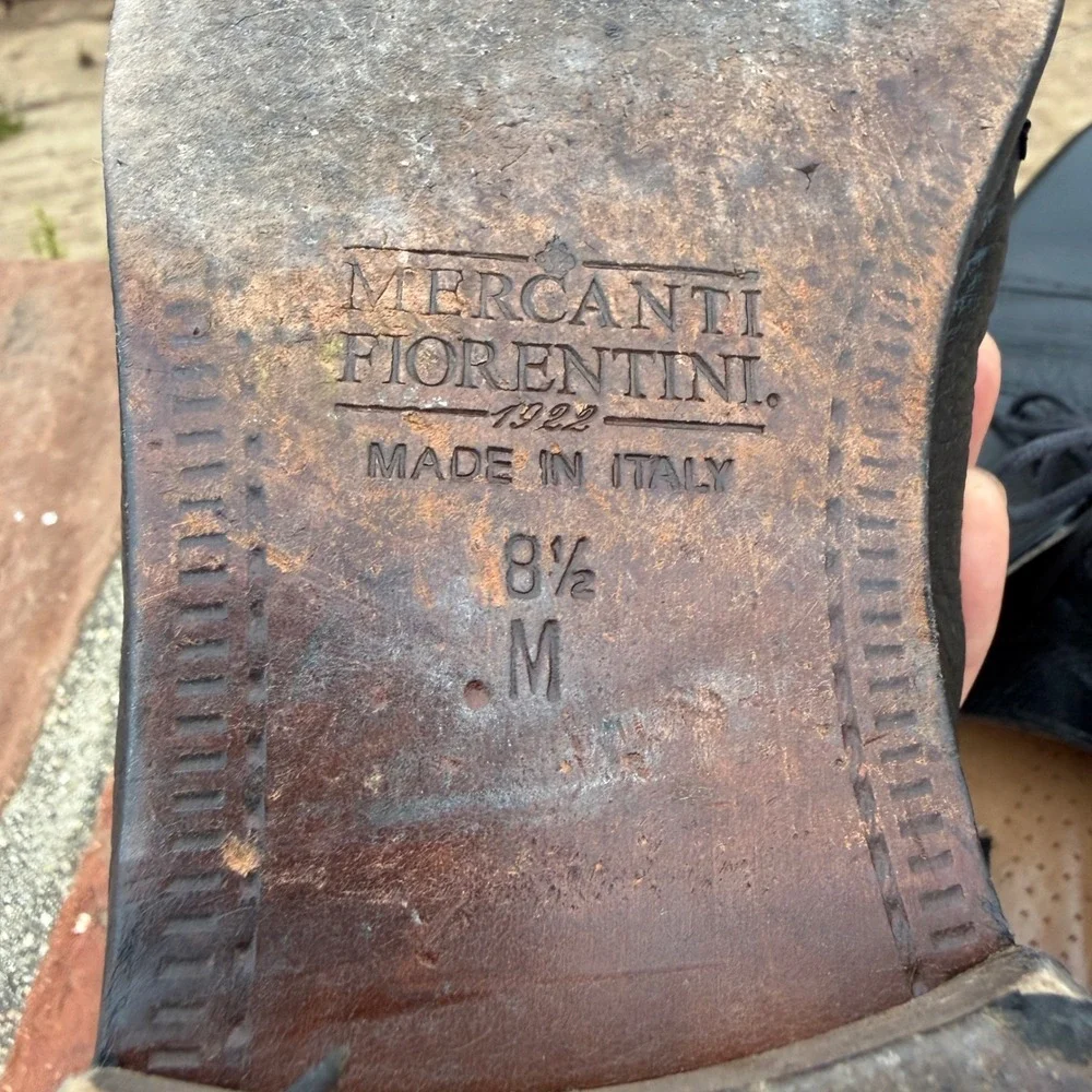 Vintage Mercanti Fiorentini Cap Toe Oxford Leather Black Size 8.5